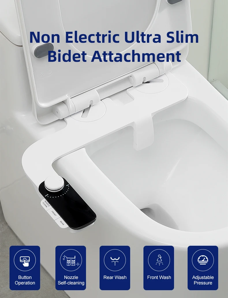 Buy Bidet Toilet attachment Custom Dual Nozzle Self-Cleaning Toilet Bidet Sprayer Ultra-slim Non Electric Shattaf Bidet factory