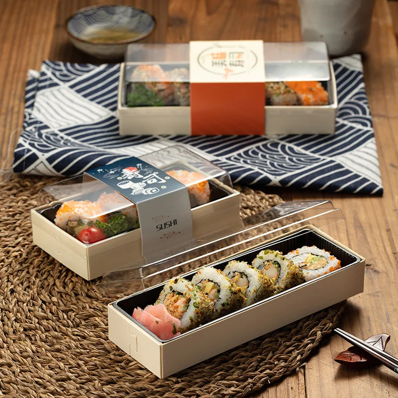 Food Container Tray Packaging Box Sushi Box Japanese Sushi Takeaway Togo Wooden Wood Fruit Cake Custom Biodegradable Disposable