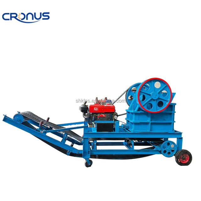 PE400x600 Simple 55HP Diesel Motor Stone Crusher Simple Mobile Jaw Crusher Belt Conveyor Crushing Mining Manufacturing Plants