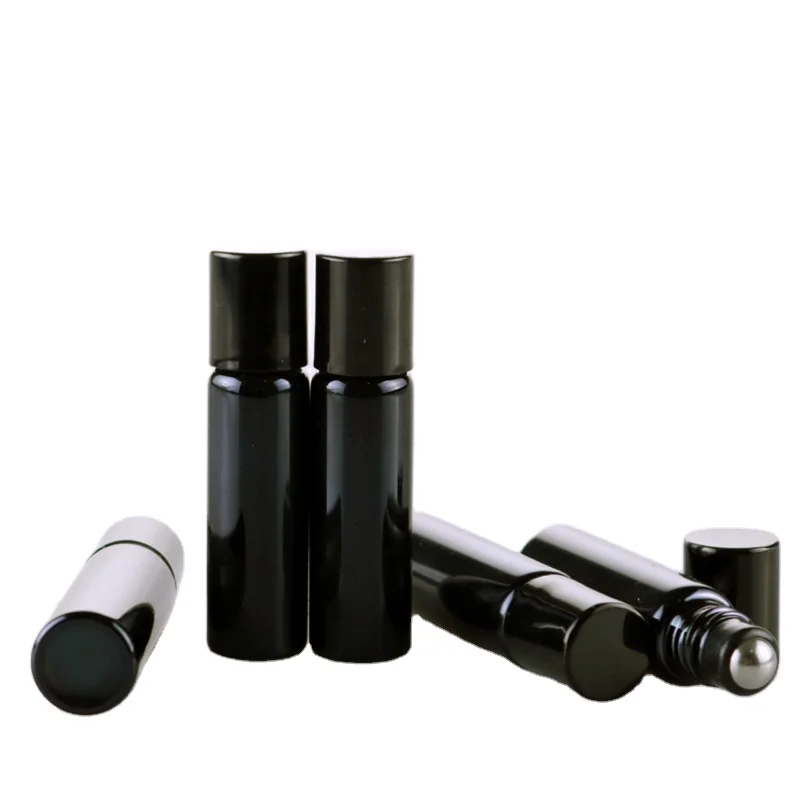 UV Protection 5ml Essential Oil Roll on Bottles ,5 ml Violet Black Glass Roller Ball Bottle
