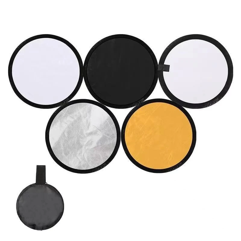 Pannello Riflettore 5 In 1 Pieghevole Da 60cm Per Fotografia, Con Borsa, Oro/argento/bianco/nero/traslucido - 2