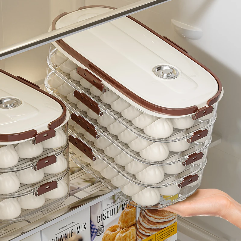 Wannuo 1-4-Layers Kitchen Food Storage & Container in Portable fashion design for Dumplings/Eggs/Fruits/Meat Storage