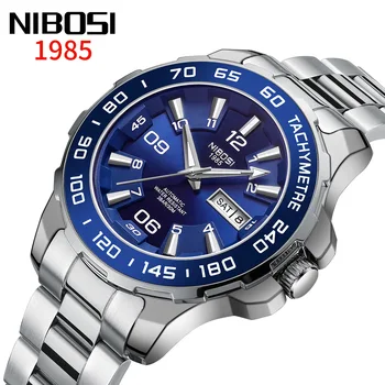 NIBOSI Mens Watches Luxury Automatic Mechanical Skeleton Watch for Men Luminous Sports Date Waterproof Man Clock Wrist watch