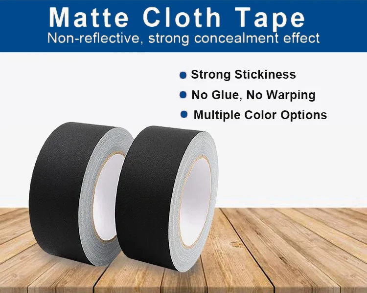 Matte Gaffer Cloth Tape Heavy Duty Black No Residue Super Sticky White