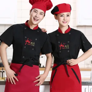 Chef Uniforms Summer Short Long-Sleeved Coats Large Size Work Clothes for Kitchen Canteen Bar Set Work Clothing for Cooking