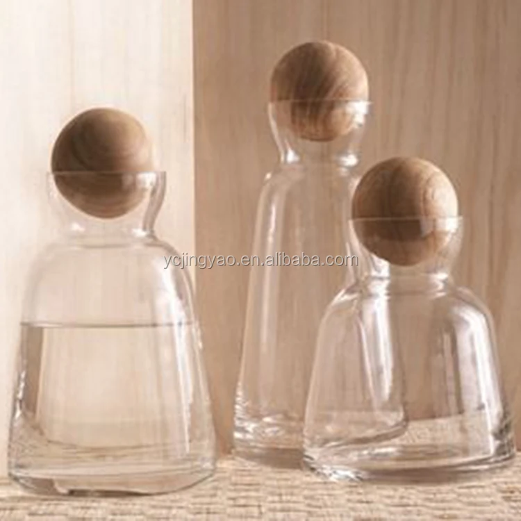 Download Wholesale Hand Blown Clear Glass Bottle Vase With Wooden Ball Top Lid Buy Clear Glass Vases With Lids Glass Bottle Vase Hand Blown Antique Glass Vases Product On Alibaba Com