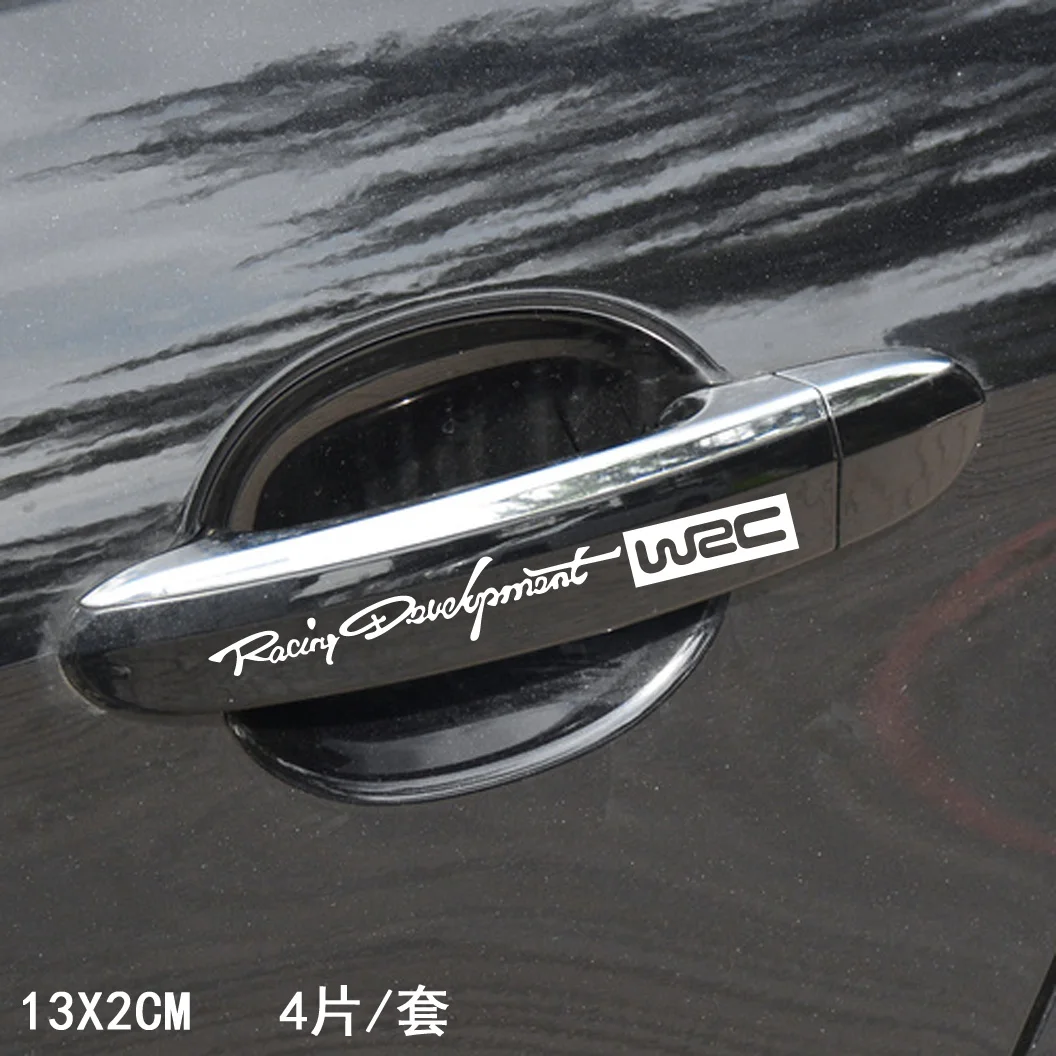 Black Grebest Car Stickers External Decoration Car Sticker 4Pcs Fashion Racing Development WRC Car Door Handle Decorative Decals Sticker 