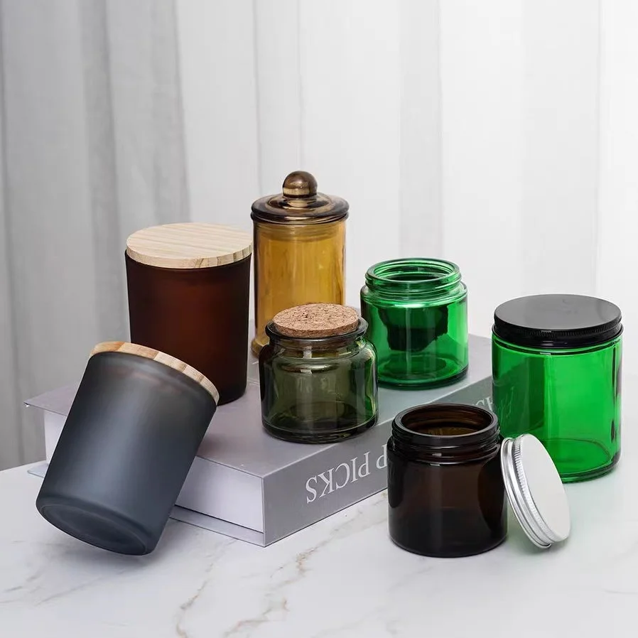 Custom Luxury Candle Vessels Unique Black Empty Glass Candle Jars 4.5oz ...