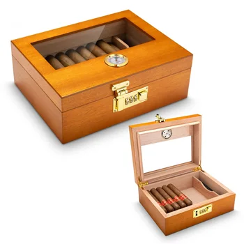 CIGARLOONG Cedar Wood Cigar Case Glossy Humidor Box Gift high-capacity Luxury Humidors Cigars Accessories