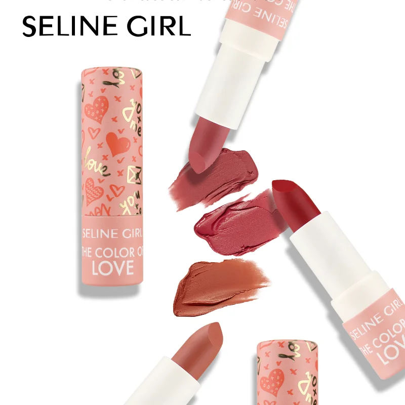 Oem 6 Colors Warm Bright Sweet Love Matte Lipstick Silky Misty Mud Smooth Moisturize Red Lipstick for Dark Skin