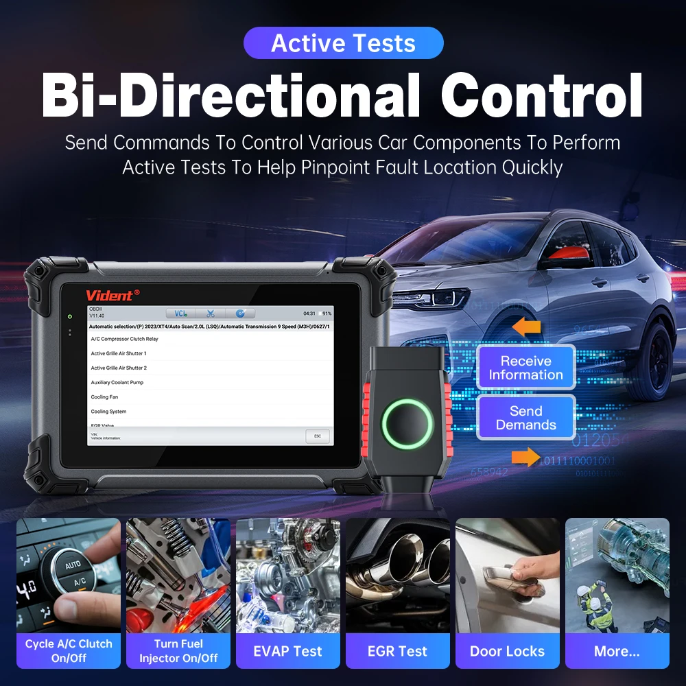 Vident ISmart800 Pro BT All System Diagnostic Tool Code Reader with 40+ Reset Functions Key Programmer Auto VIN Active Test