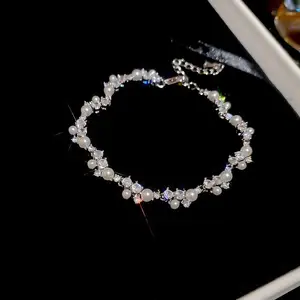 Fashion Chain & Link Bracelets Diamond Zircon Pearl Copper Brass Wedding Jewelry Fancy Jewellery for Ladies Women Gift Party