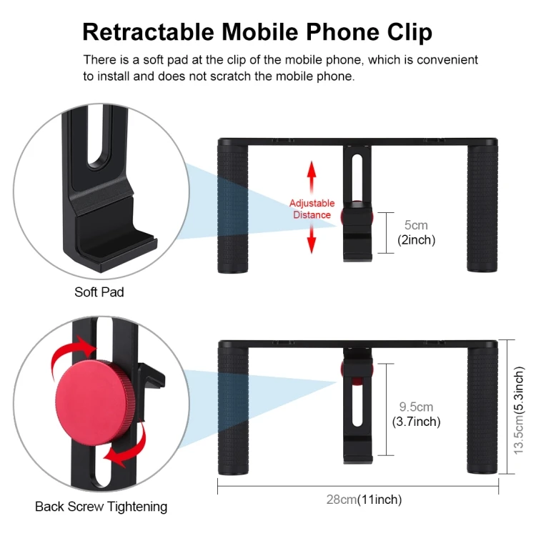 Vlogging Live Broadcast Smartphone Video Rig Filmmaking Recording Handle Stabilizer Aluminum Bracket Universal Mobile Phone