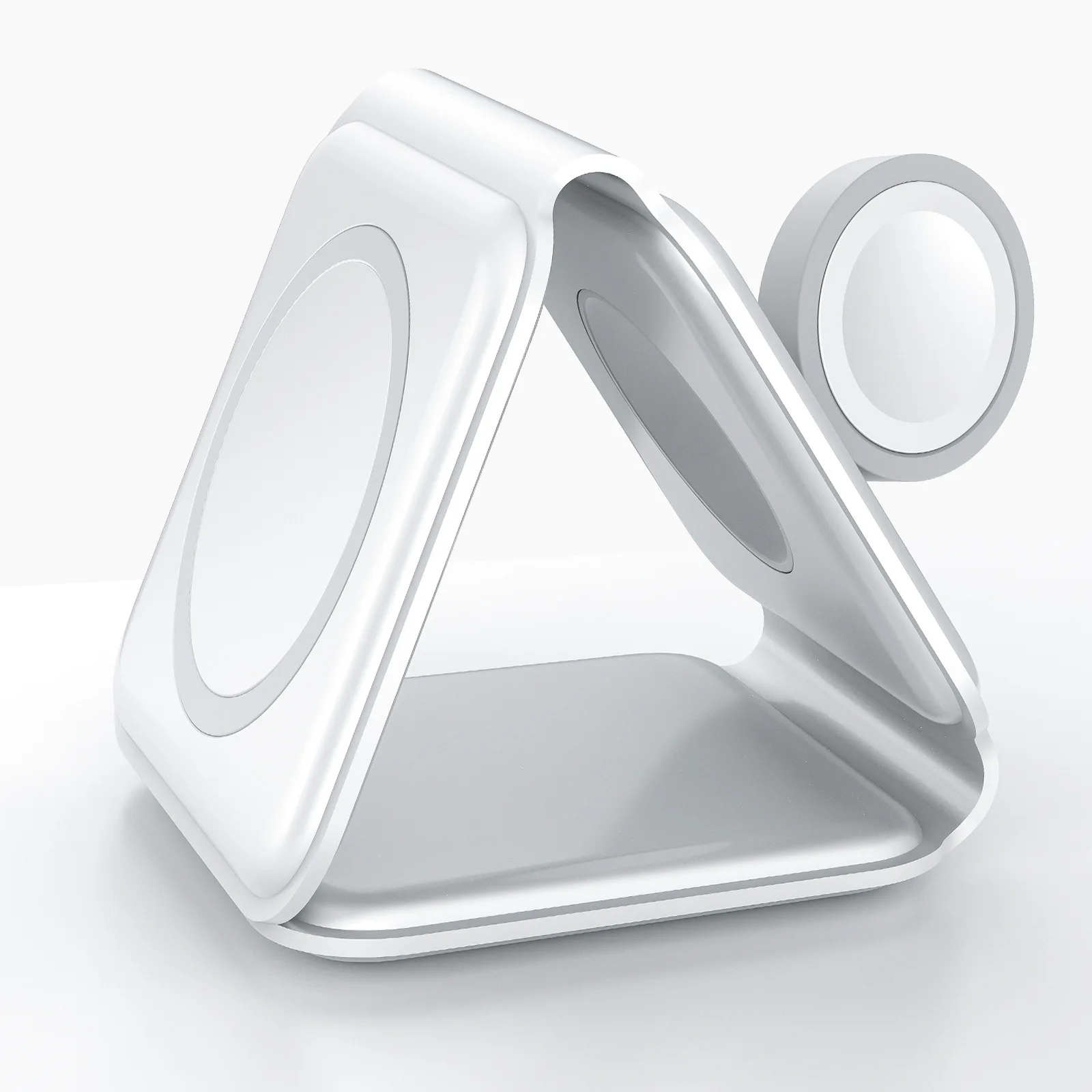 Custom Printing Logo Stand Magnetic Earbuds Watch Cellphone Foldable Multifunction Chargers 3 in 1 15W Wireless Charger