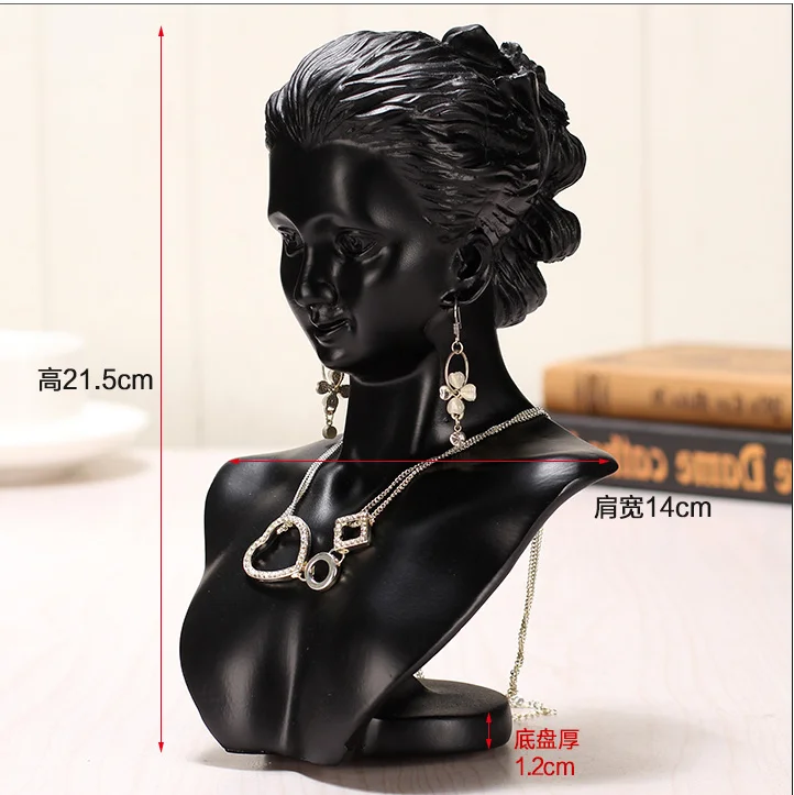 Chencunquangod Espositore per gioielli, busto per collane in resina, espositore per collane, gioielli, orecchini, anelli (dorato, L