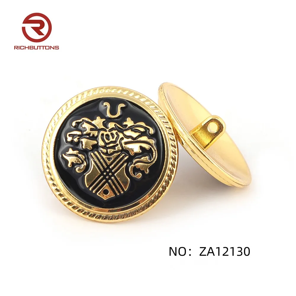Custom Rose Gold Metal Sewing Button Vintage Style Zinc Alloy Shank Embossed Logo Uniform Decoration Sustainable Plating