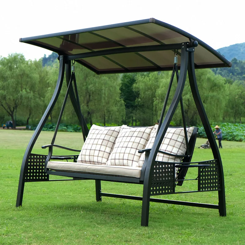 Outdoor Garden Swing Durable All-Aluminum Three-Seat Swing - Main Image