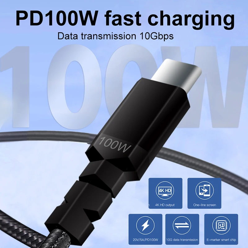 Fast 100w Type C Data Cable Fast Charging 5A Cable C To C Charger Cables For Macbook Phone