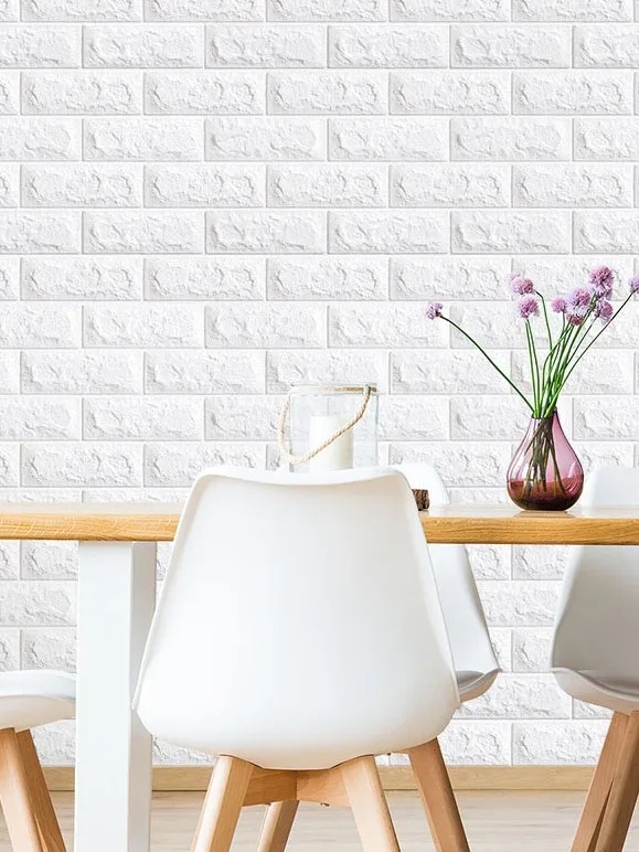 White Brick 3d Wall Panels Peel And Stick Wallpaper For Living Room