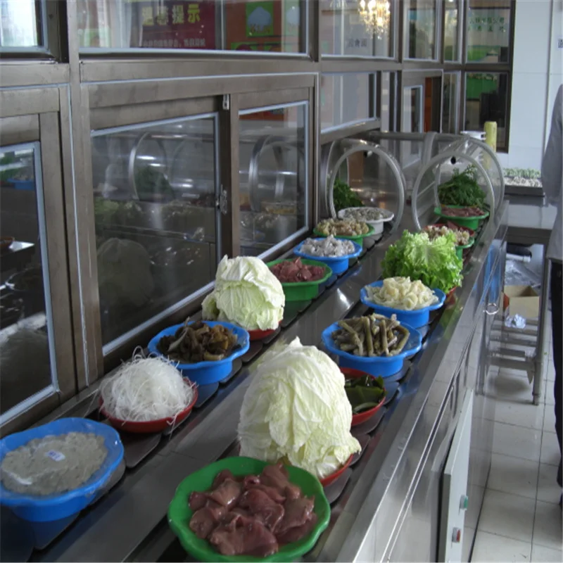 Restaurant Rotating Table Kitchen Rotating Platform Belt Conveyor System  Stainless Steel Belt Conveyor