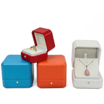 custom logo Jewelry storage box ring pendant PU jewelry box wholesale necklace packaging box