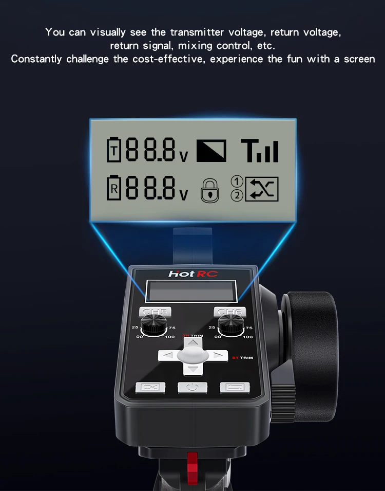 HOTRC CT-6A RC Trasmettitore E Ricevitore 6 Canali 2.4ghz Telecomando - Foto 7