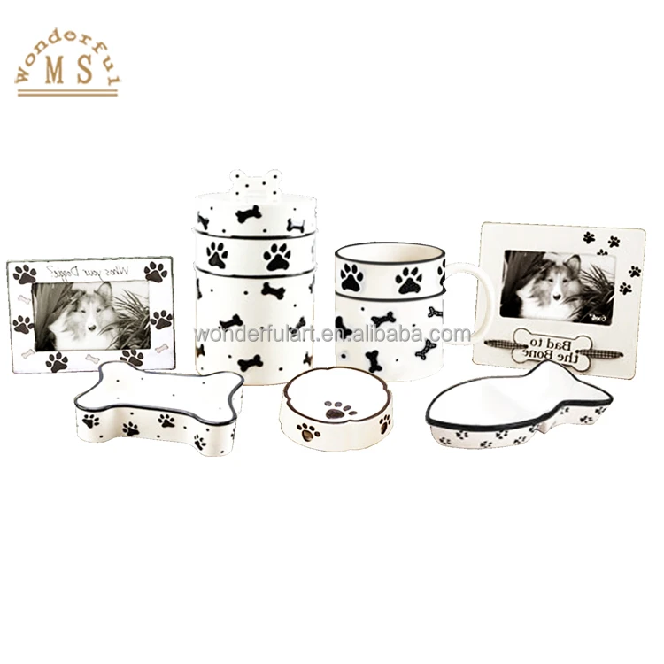 4 Seasons Hot Sale Pet Treat Sets Ceramic Pet product series eco friendly pet bowl food feeder jar storage for cats and dogs
