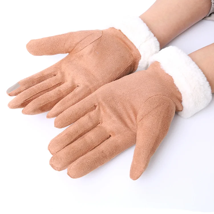 Женские зимние перчатки из искусственной замши с уникальным дизайном