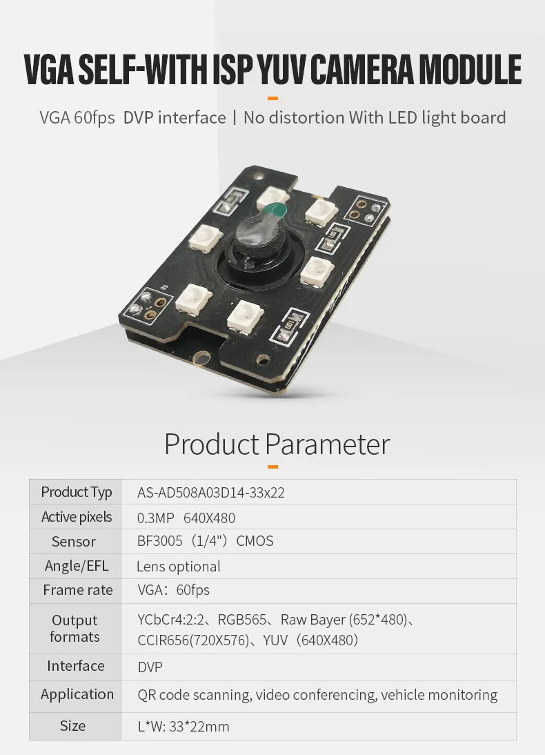 DGZX DVP 0.3MP 60fps Night Vision IR Camera Module插图