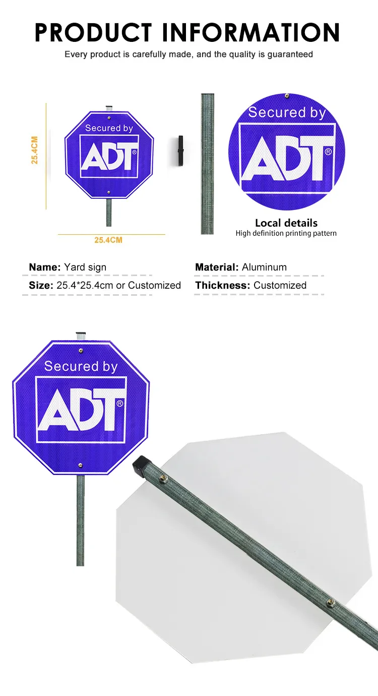 Reflective Safety Adt Security Signs Yard Sign Home Adt Security Yard ...