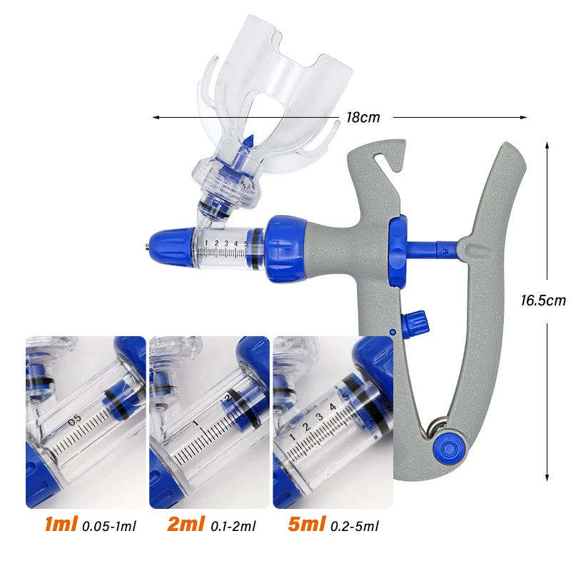 1ml 2ml 5ml Automatic Veterinary Syringes Adjustable Vaccination Injector Animal Continuous Injection
