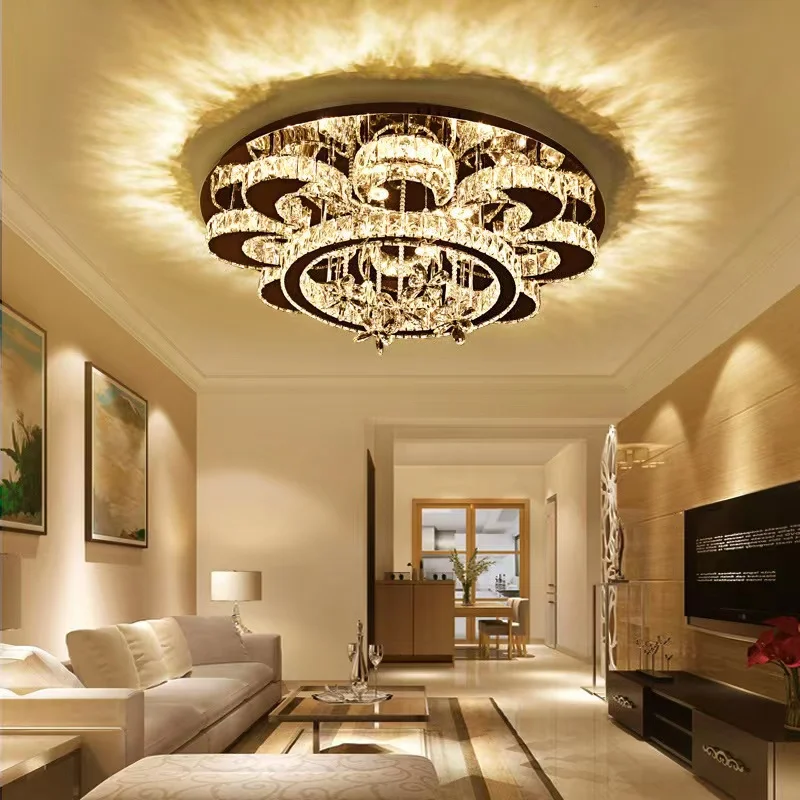 Luxury Modern Designer Custom Fancy Black Round Ceiling Led K9 Crystal Chandelier Lamp Lights