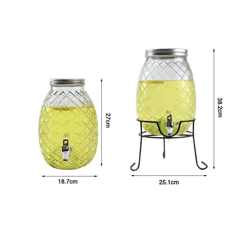 Customized Color Pineapple Shape Glass Beverage Dispenser Cola