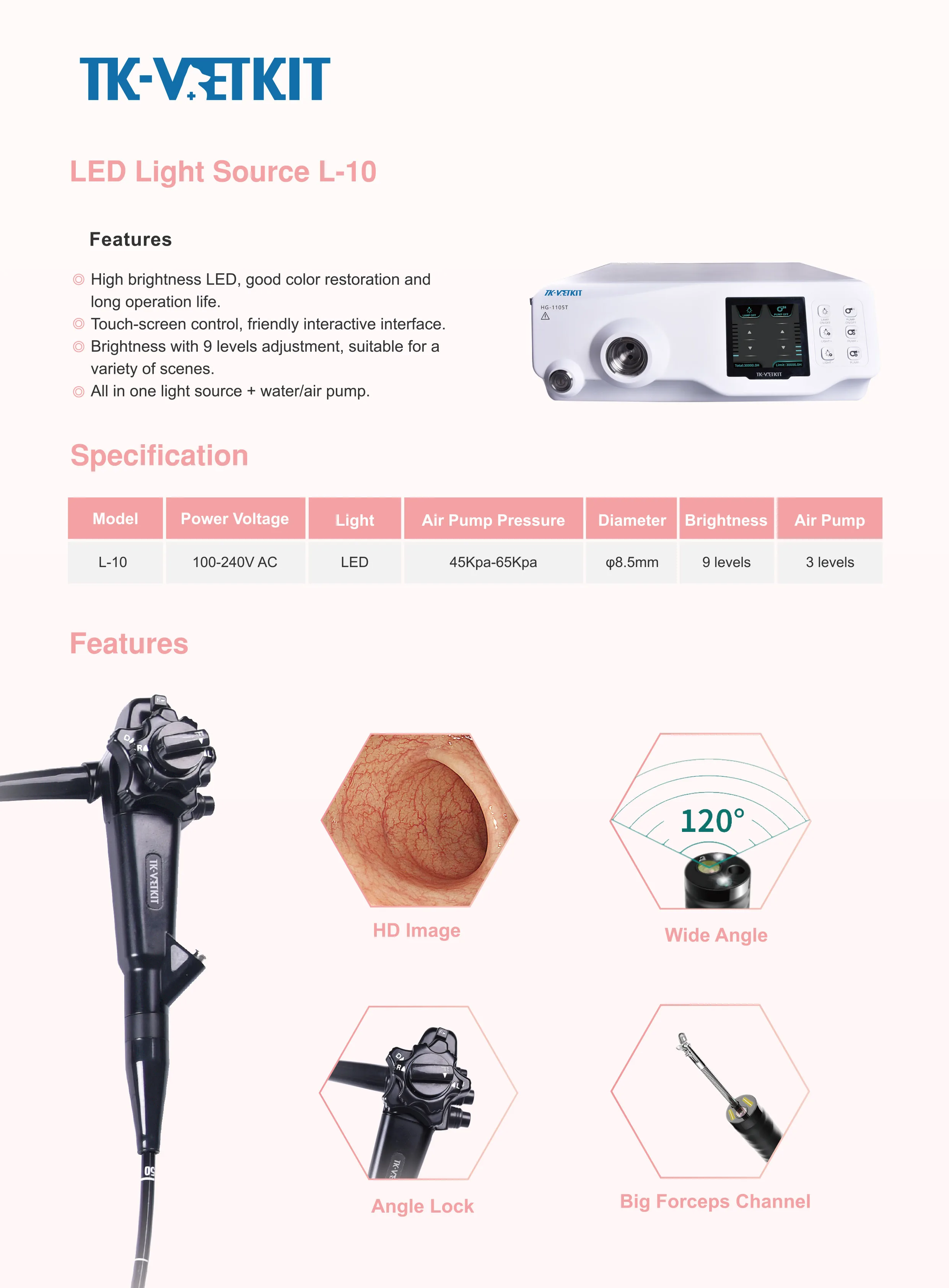 Flexible Veterinary Gastroscope Endoscope / Vet Endoscopy For Cat Dog