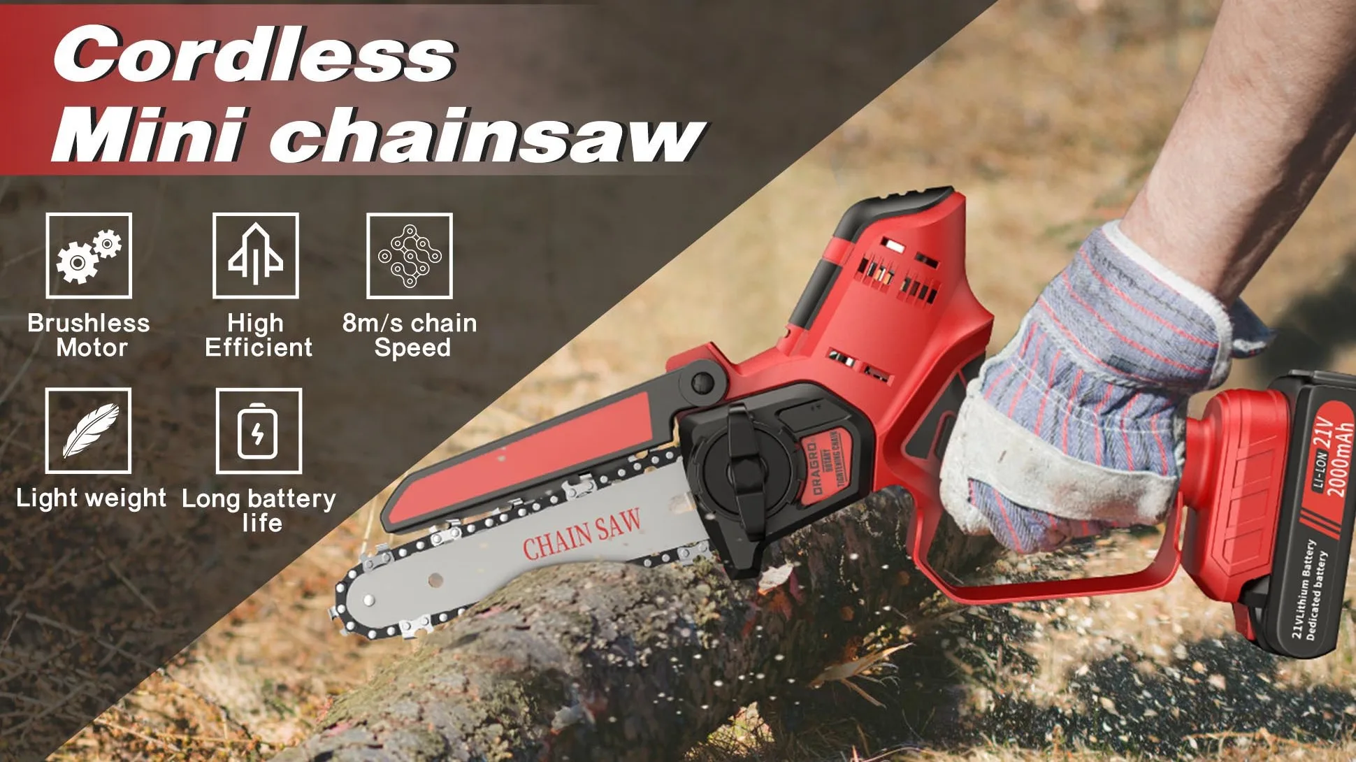 Amazon Mini Chainsaw 6-inch Cordless Pole Saw Hand Held Power Chain ...