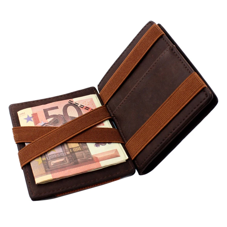 Wholesale Custom Bifold Magic Wallets Genuine Leather Wallets Vintage Slim Men Rfid Blocking Card Wallet With Coin Pocket