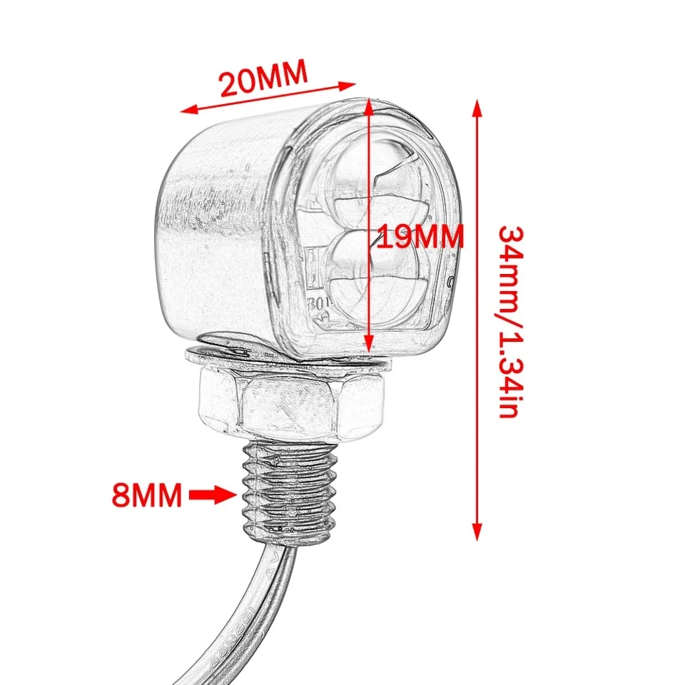 TakohL Turn Signal Lamp Mini Motorcycle Turn Signal Indicators Sequential Blinkers Flashers M8 Flexible Bendable Amber Light Lamp