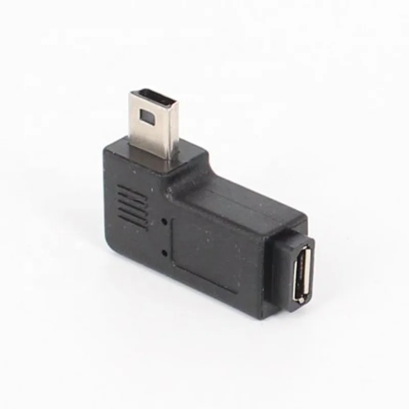 USB A male right angle to Mini 5 pin left angle adapter 