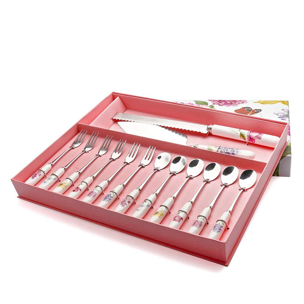 Набор столовых приборов с керамической ручкой из нержавеющей стали