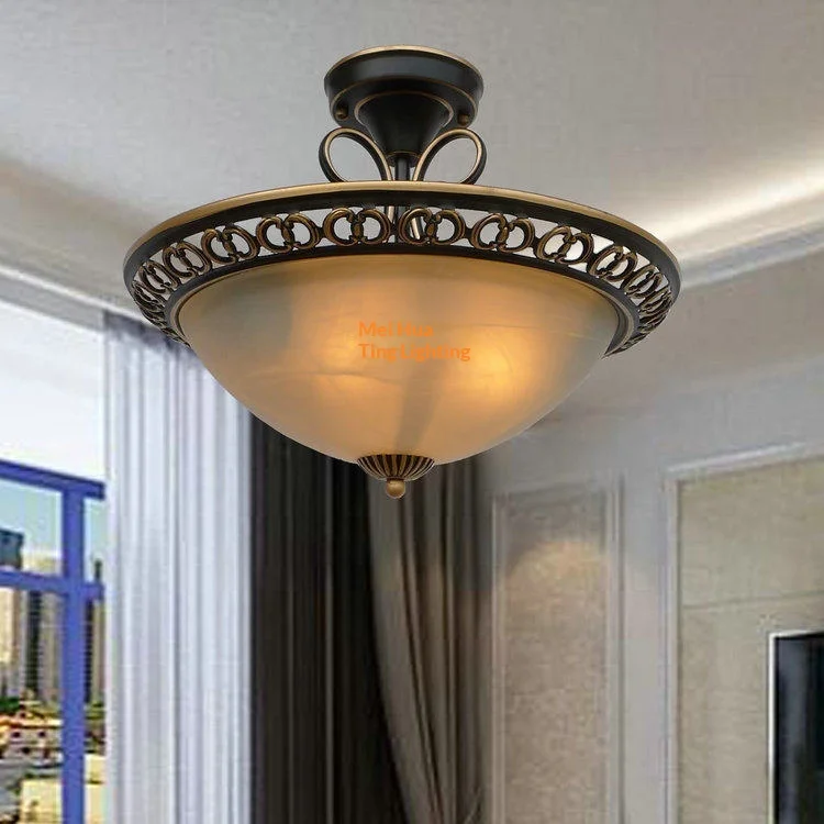 Bedroom Ceiling Light Iron Art European-style IP68 Energy-saving LED Light Three-color Light Changing for Corridor Balcony Home