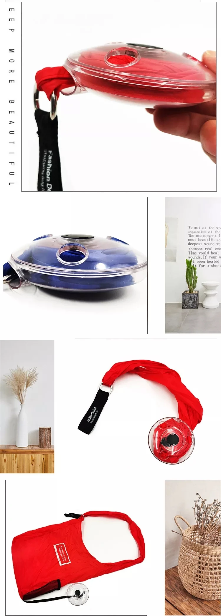 Promotional Magic Mini Reusable Polyester Folding Shopping Bag To Roll