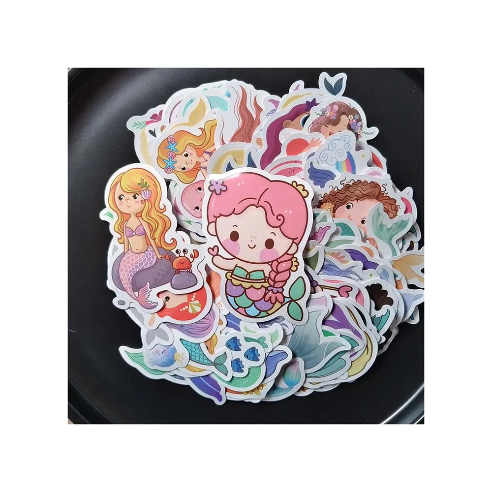 Factory Direct Custom Anime Cartoon Mermaid Princess Stickers Cute Design for Kids Toys Laptop Decorations for Promotions