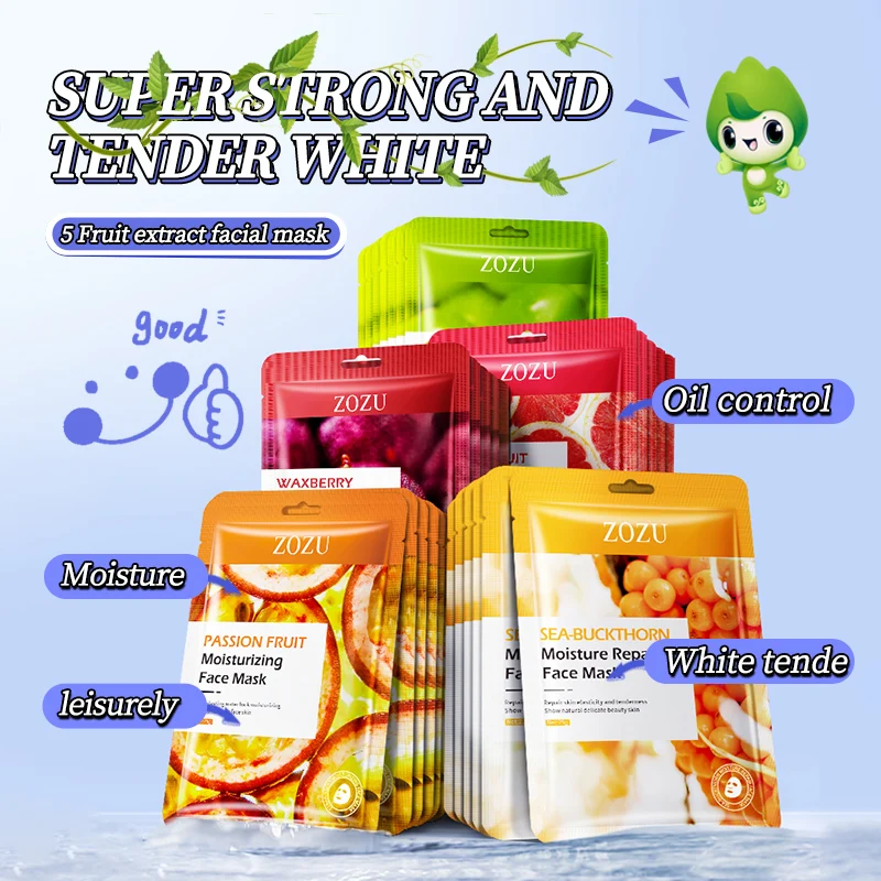 Private Label ZOZU Plant Extract Deep Moisturizing Nourishing Whitening Facial Sheet Mask for Skin