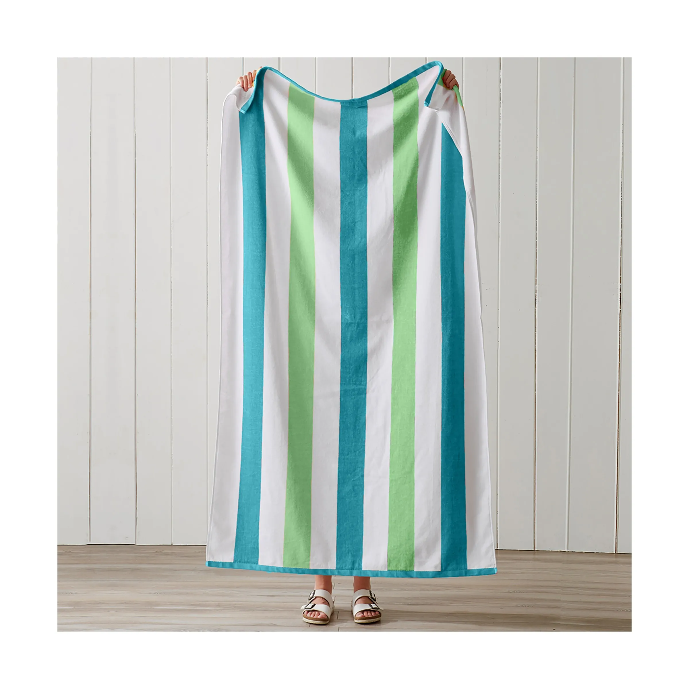 Super Large 100 Cotton Striped Jacquard Beach Towels 650gsm Hotel
