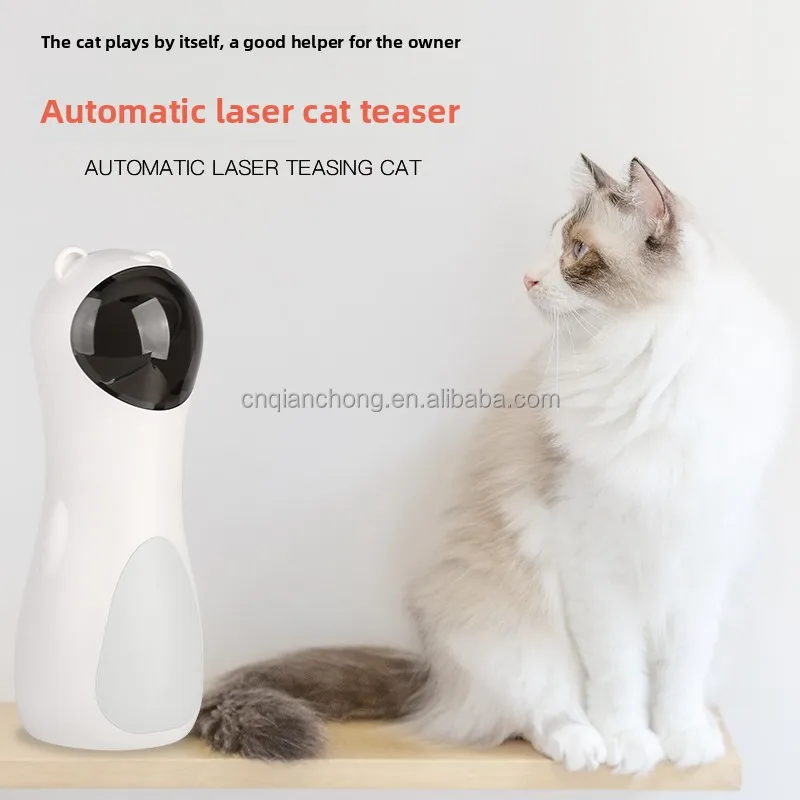 Interactive Smart Timing Cat Laser Toy White Cat Shape ABS Automatic ...