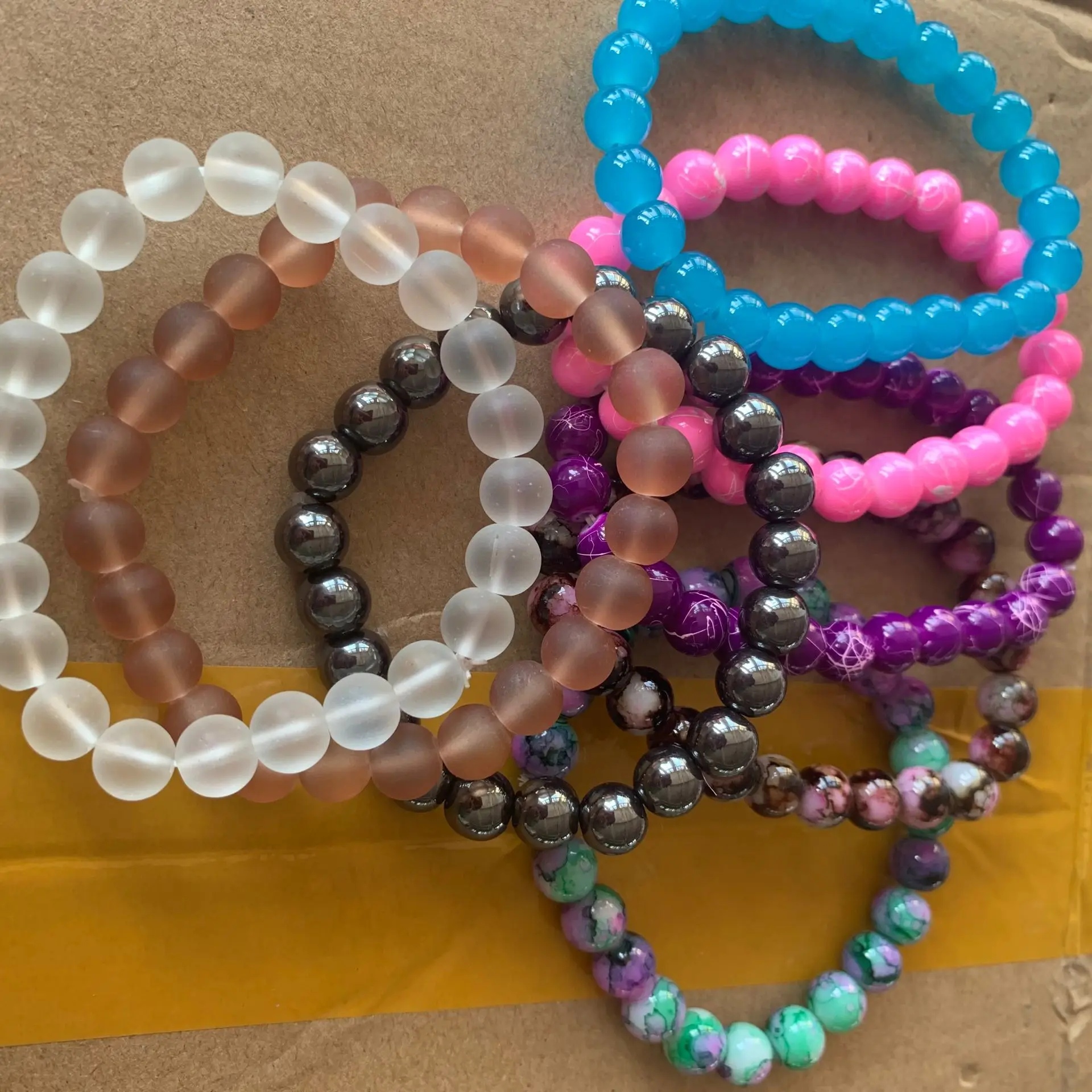 10mm Men Women Large glass Semi-precious Stone beaded bracelets Custom DIY glass bracelets can add charm for jewelry making