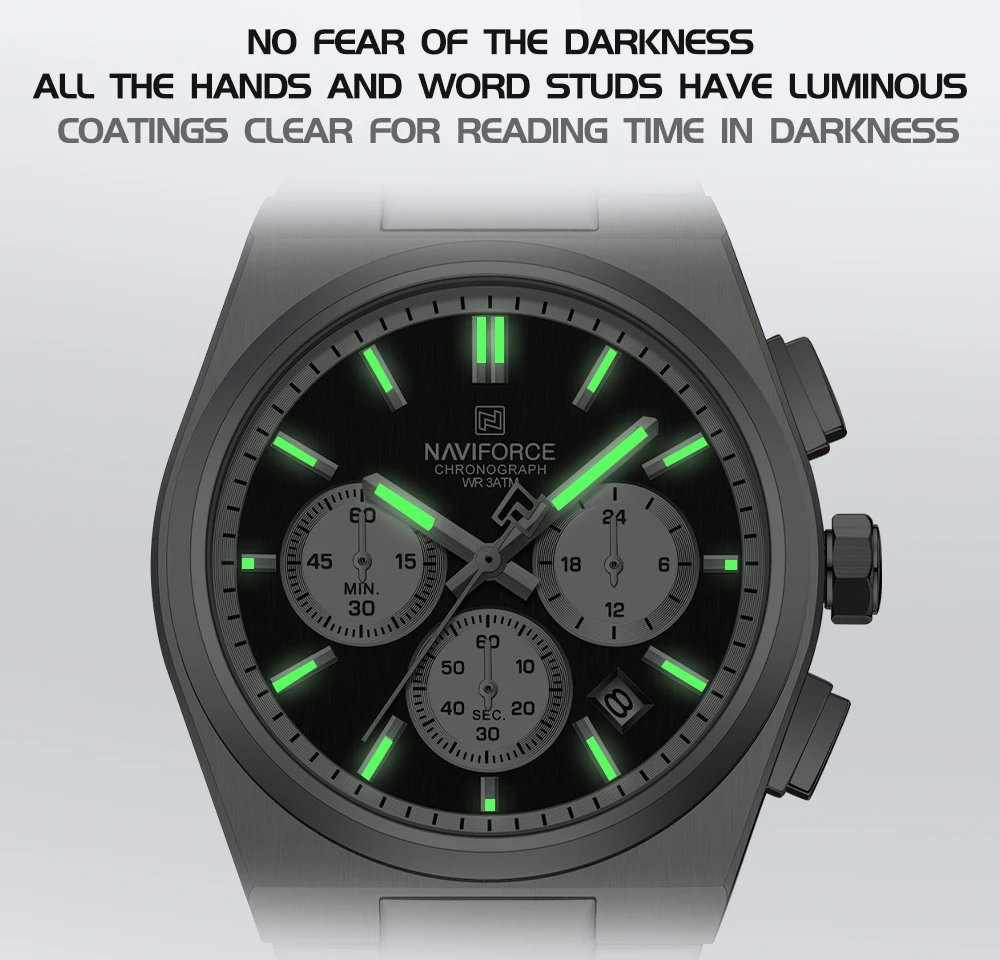 NAVIFORCE NF8048G/L Chronograph Stainless Steel Bracelet Couple 8048 Brand Women Watch Quartz Men Wristwatch Lover's Watches