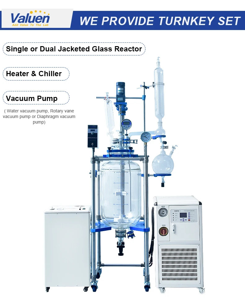 Certified 10L Glass Jacketed Reactor Lab Glass Reactor Jacketed Glass Reactor For Sale supplier