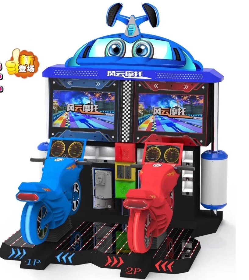 Kids 2 Seats Indoor Coin Operated Motorcycle Racing Arcade Video Car Racing Game Machine