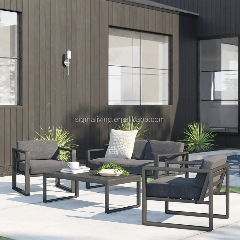 Outdoor furniture sofa set garden metal furniture patio aluminum sofa set with cushion